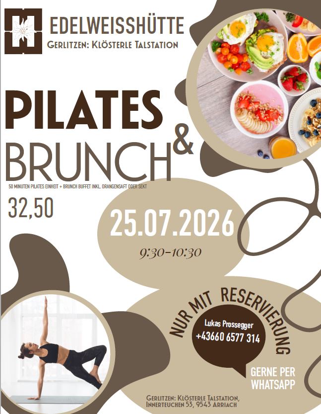 Pilates & Brunch Edelweisshütte Gerlitzen Klösterle Talstation am 25.07.2026